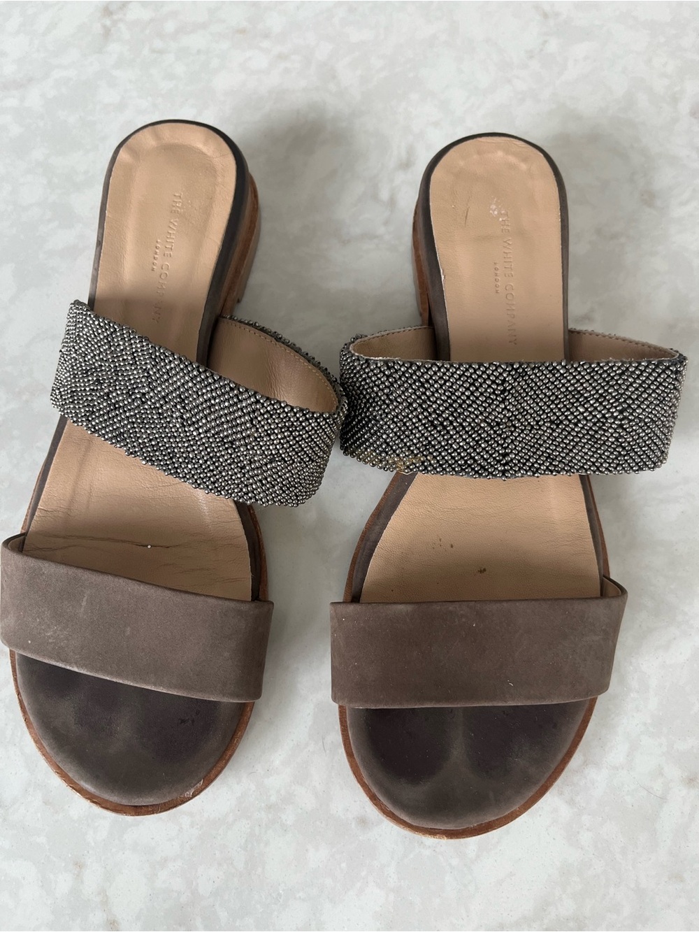 The white company London beaded suede sandals - size 37
